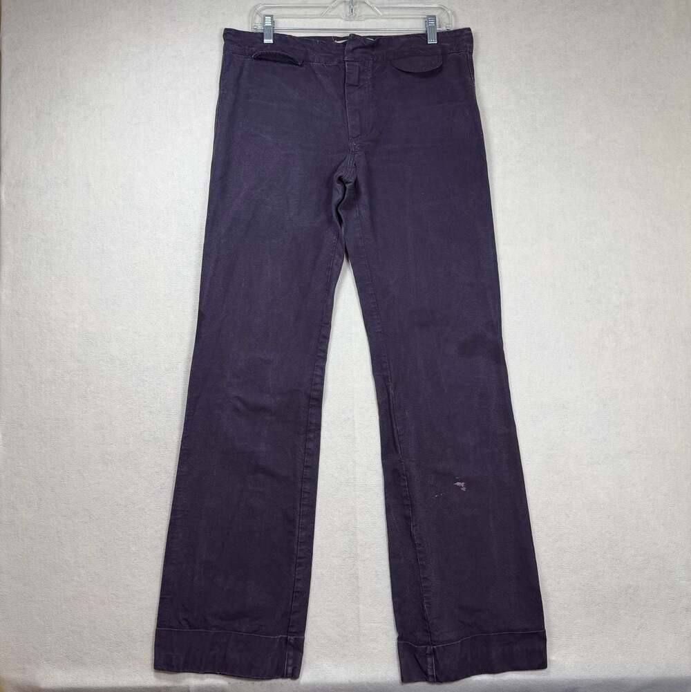 Marni Vintage Dark Purple 100% Cotton Flare Trouser Pants Fits (36x35) Flaws